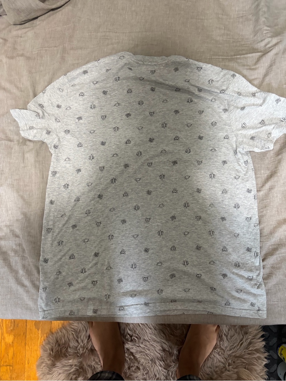 George Light Grey Short Sleeve Tee with Micro Pattern